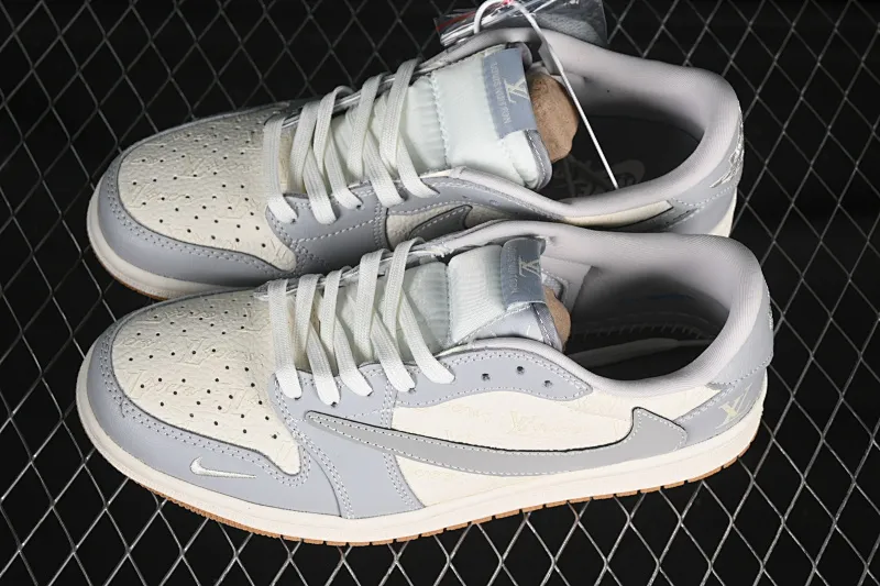 All categories Air Jordan Jordan series basketball shoes Air Jordan 1 Low High-end customized low-top sneakers Travis Scott x Fragment Design x Air Jordan 1 Low OG SP AJ1 LV joint gray and white raw rubber low-top cultural casual sneakers XS2024-057